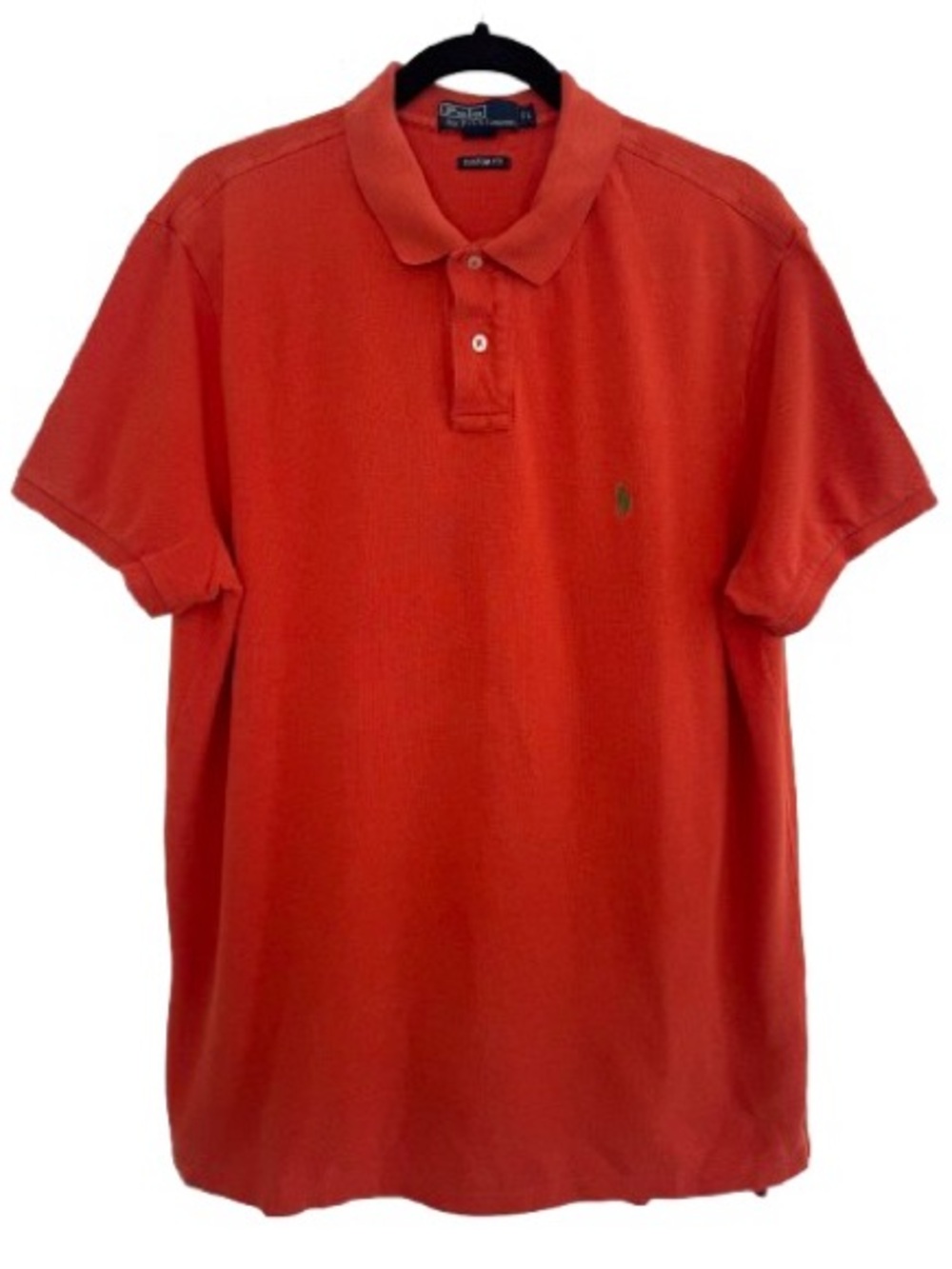 Polo Ralph Lauren Custom Fit Orange Short Sleeve Shirt Preppy Colorful Cotton